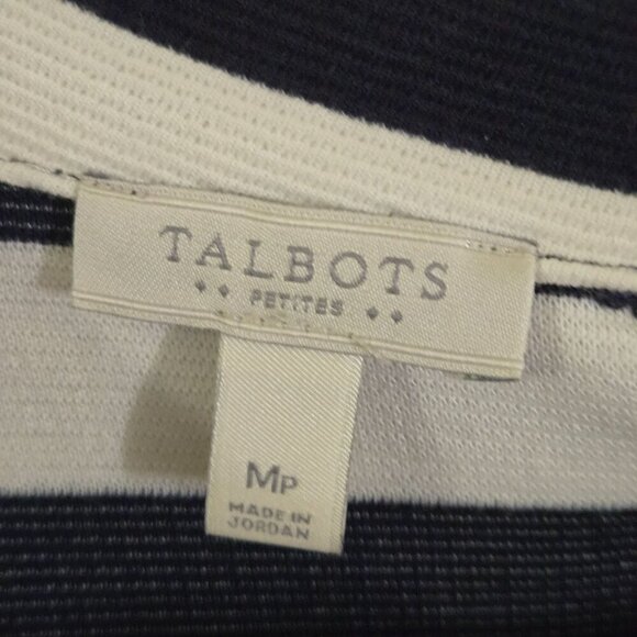 Talbots Striped Portrait Collar Jackie O Button Back Vintage Inspired Size Mp - Picture 5 of 6